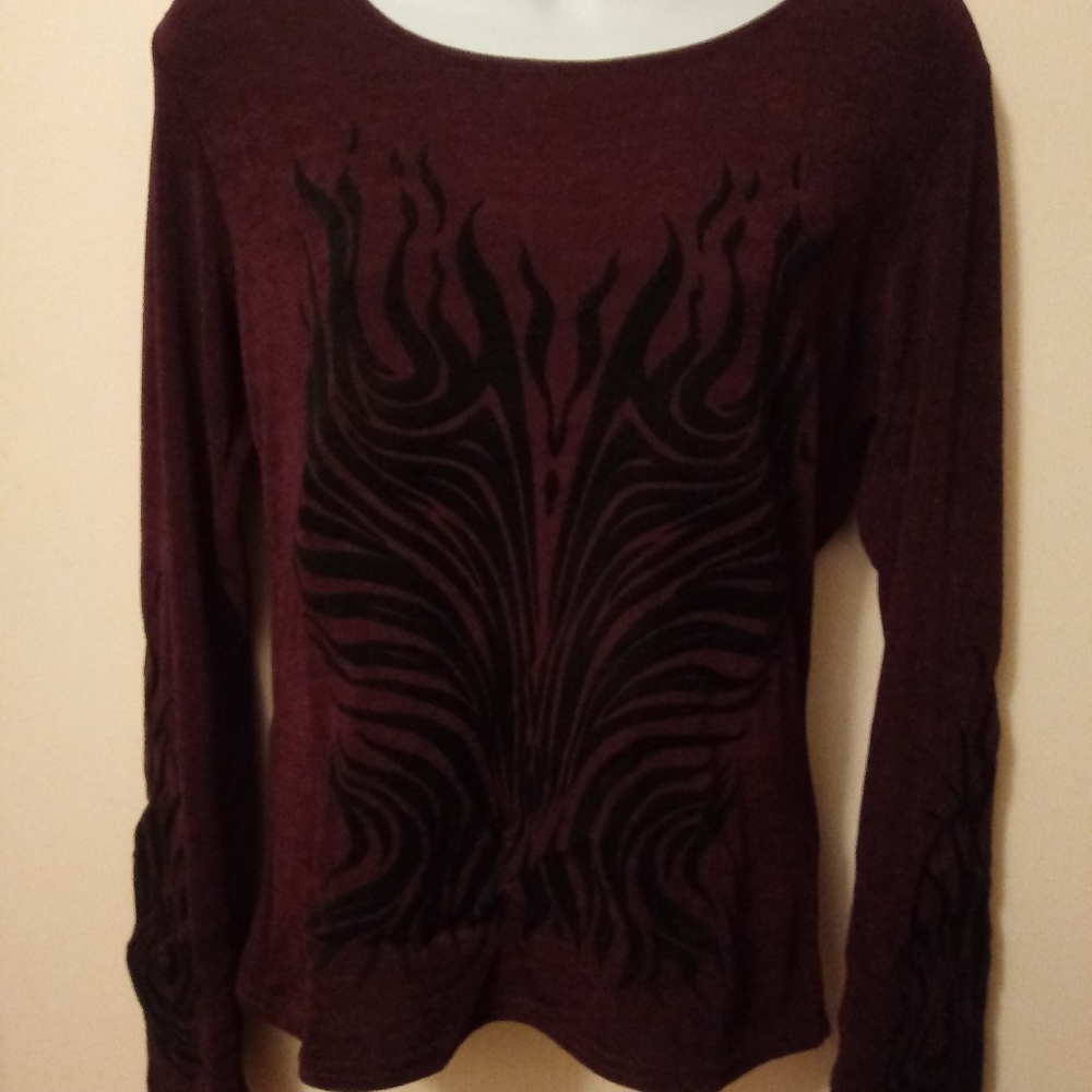 Burgundy long sleeve top